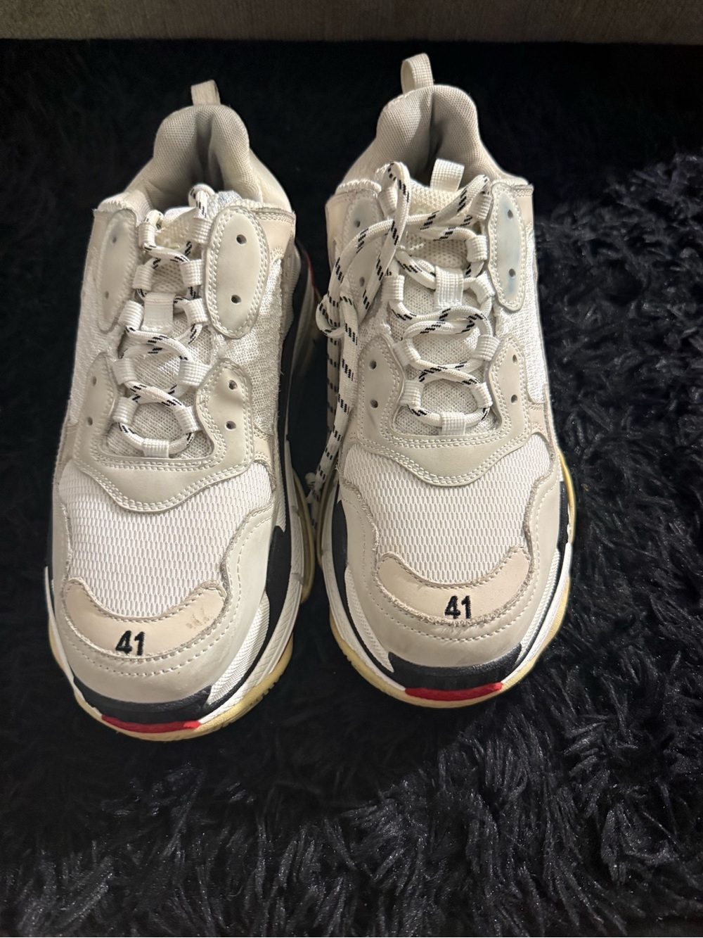 Balenciaga Triple S used White, Beige and Black Chunky Runner Sneakers